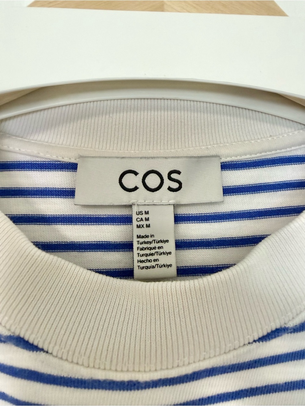 COS White Tee with Blue Horizontal Stripes - Picture 7 of 7